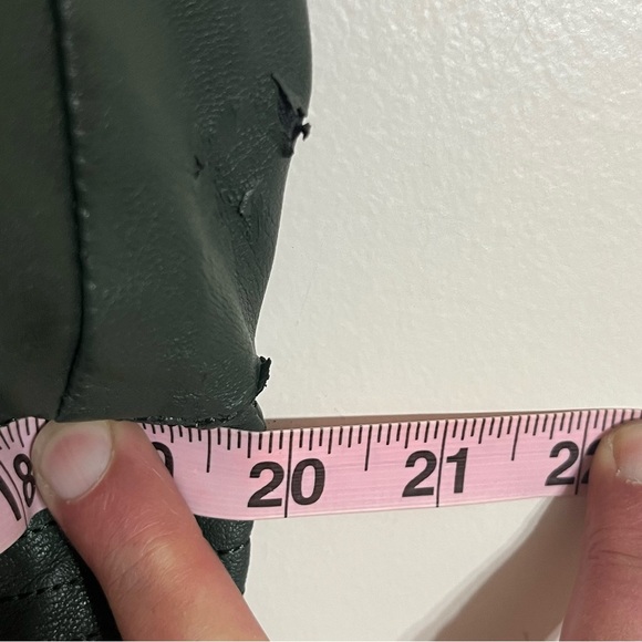 Women’s Juniors Harmony & Havoc Faux Leather Jacket Hooded Zipper Size XL Green - Picture 8 of 11